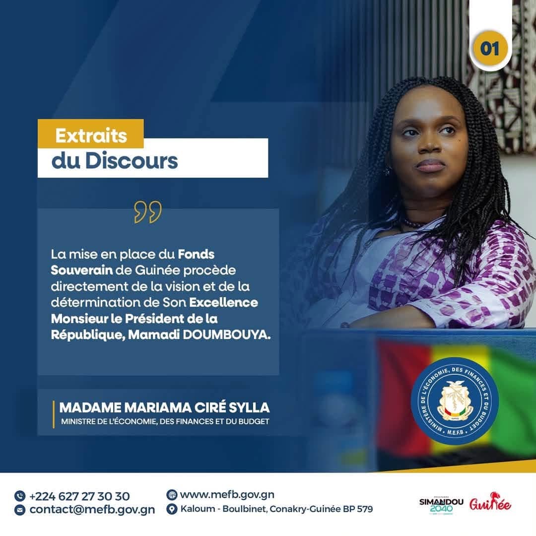 Fonds Souverain de Guinée : Extraits du discours de Madame la Ministre